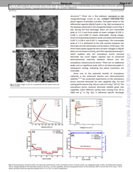 Amorphous Boron Nanorod As An Anode Material For Lithium Ion