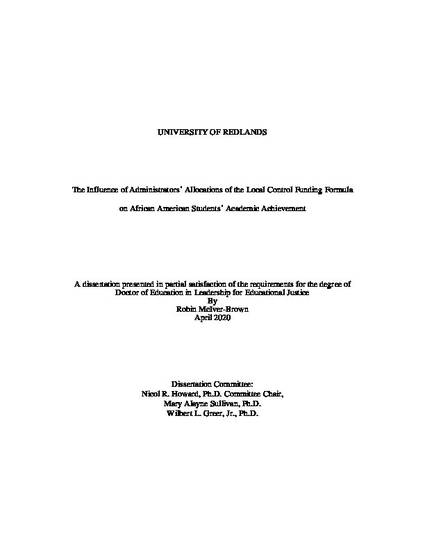 Dissertation student achievement and expenditure