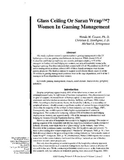 Glass Ceiling Or Saran Wrap Women In Gaming Management By