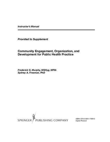 Community Engagement Organization And Development For - 