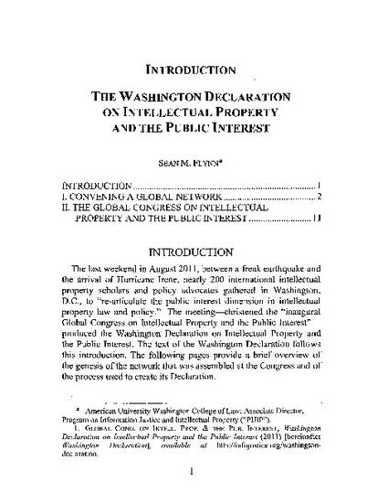 The Washington Declaration on Intellectual Property and the Public