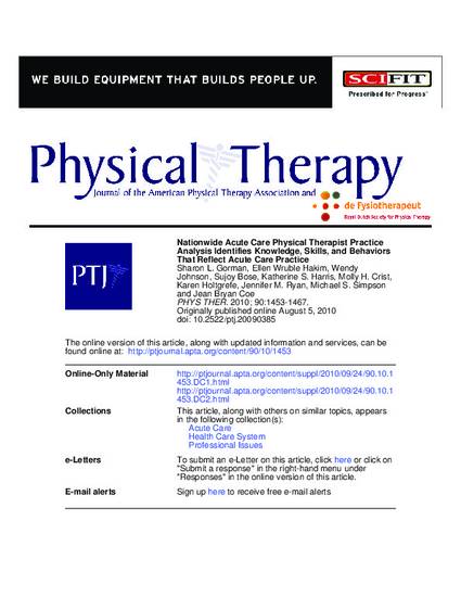 acute care physical therapy research articles