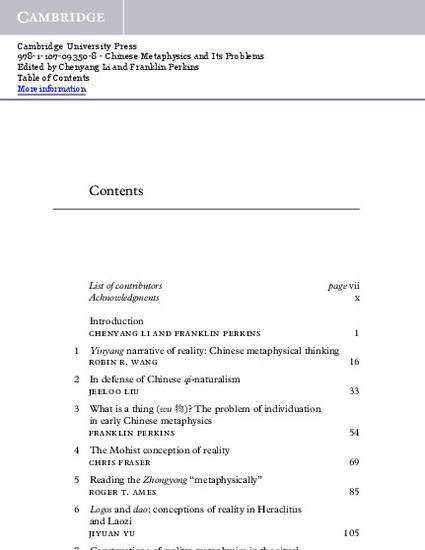 Chinese Metaphysics And Its Problems By Chenyang Li - 