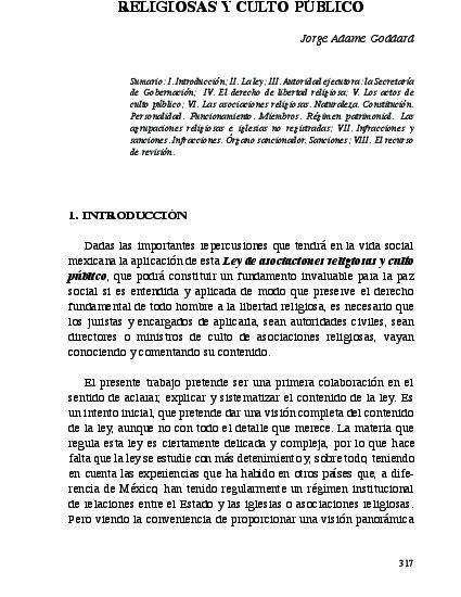 Analisis De La Ley De Asociaciones Religiosas Y Culto Publico By Jorge Carlos Adame