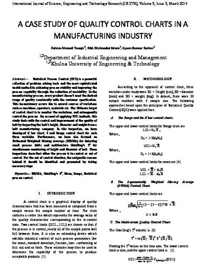 Manufacturing Quality Chart
