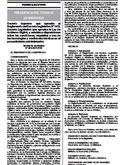 Decreto Supremo Nº 029 2021 Pcm Decreto Supremo Que Aprueba El 6946