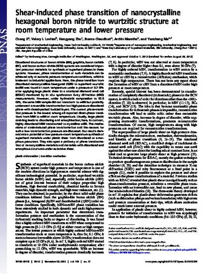 Shear Induced Phase Transition Of Nanocrystalline Hexagonal